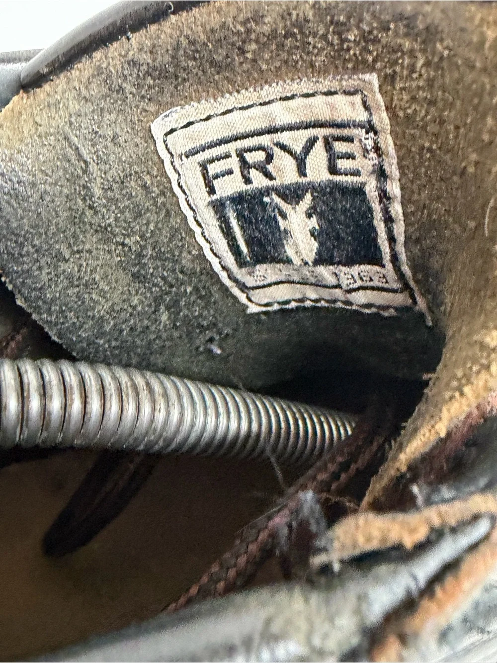 Frye Hudson Leather Work Boots $368 Smoky Black Mens US Size 7.5